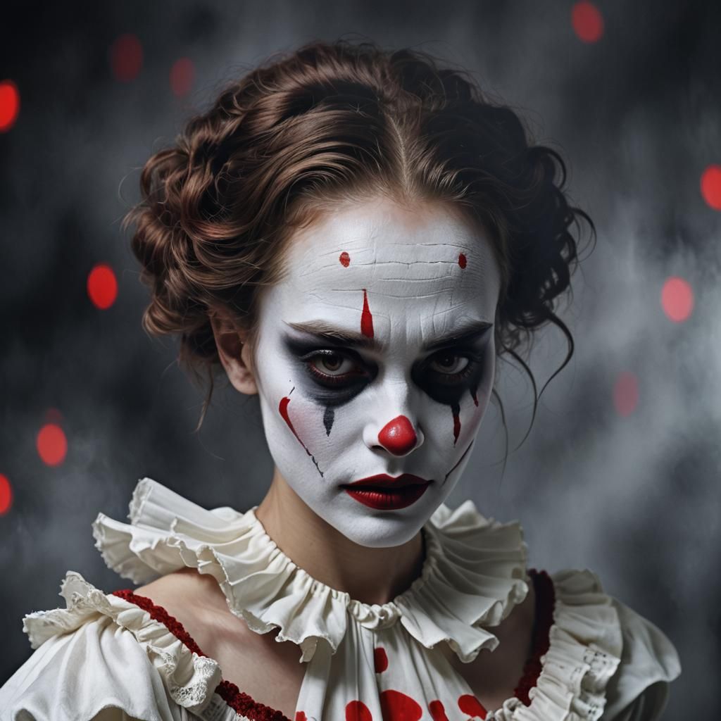 Melancholic Clown Portrait in Pop Art Style