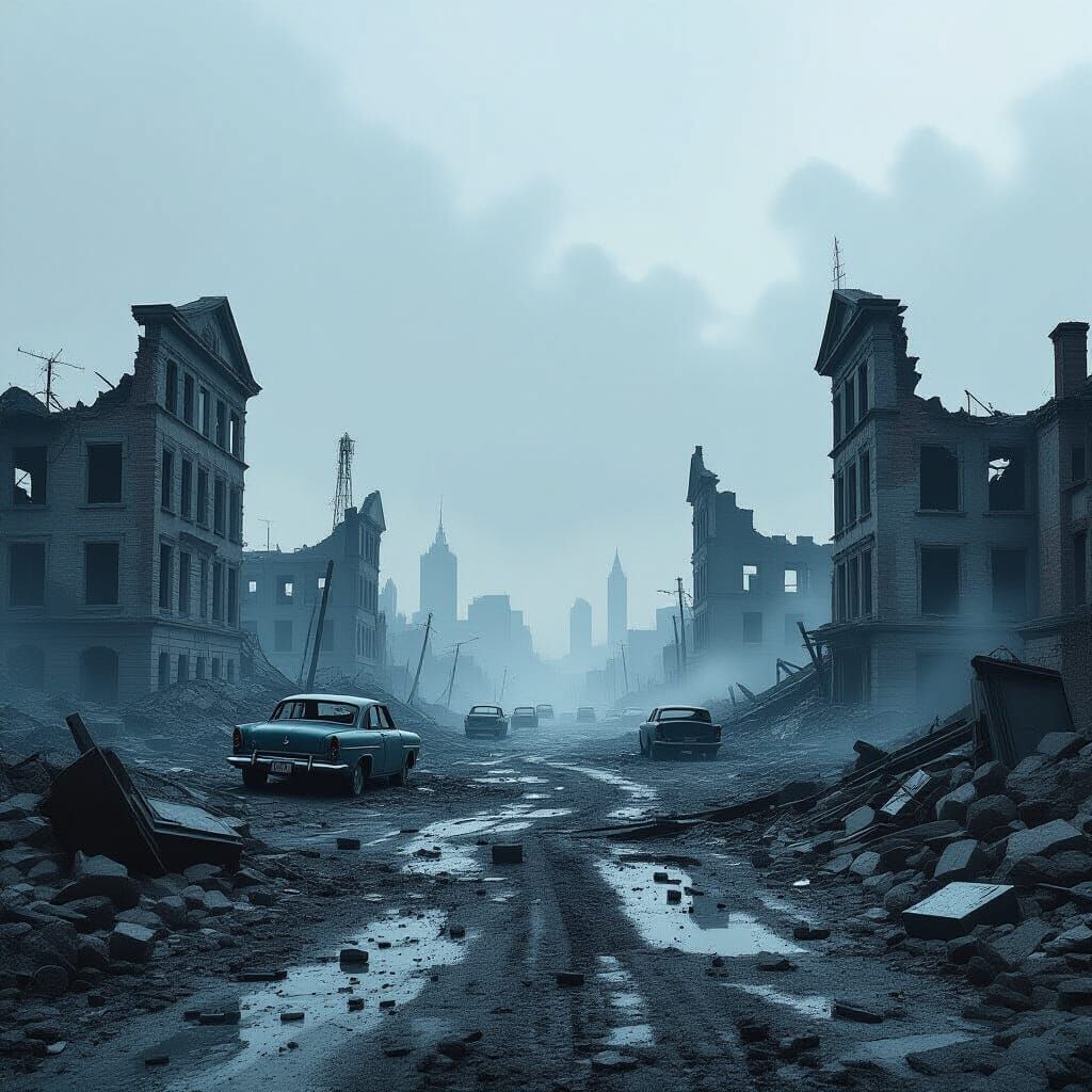 Dystopian War Landscape Inspired by Stalenhag
