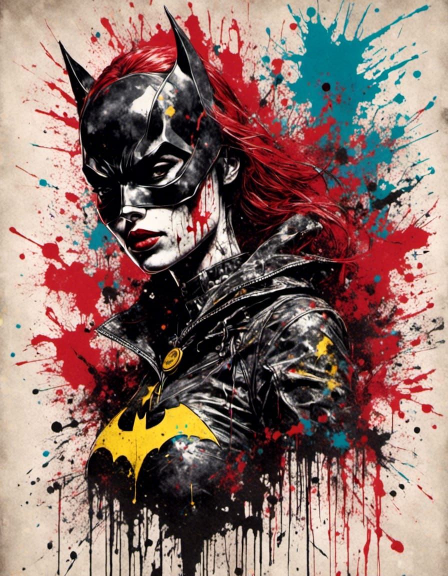 Batgirl in Macabre Splatter Graffiti Style