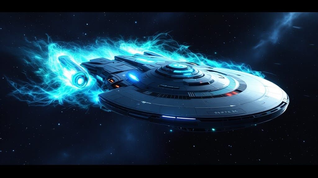 Cutting-Edge Starfleet Starship in Transwarp Mode