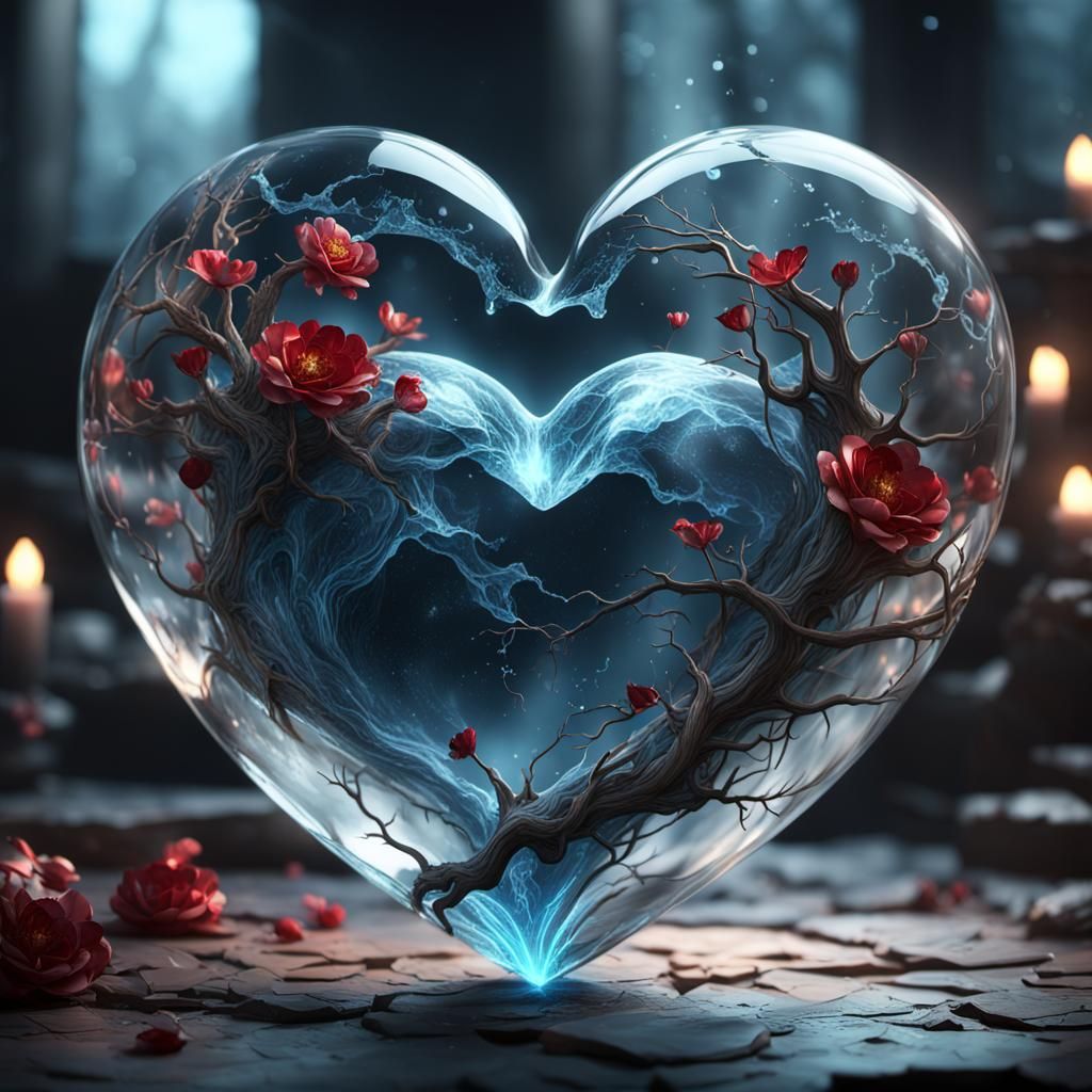 Cracking Glass Heart: Detailed Fantasy Art