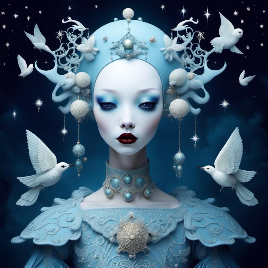 Celestial Peacock in Abstract Surrealist Style