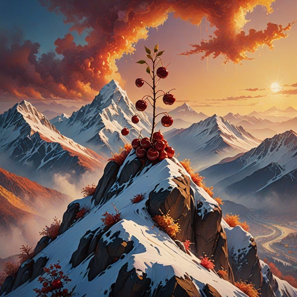 Cherry on a mountain peak
