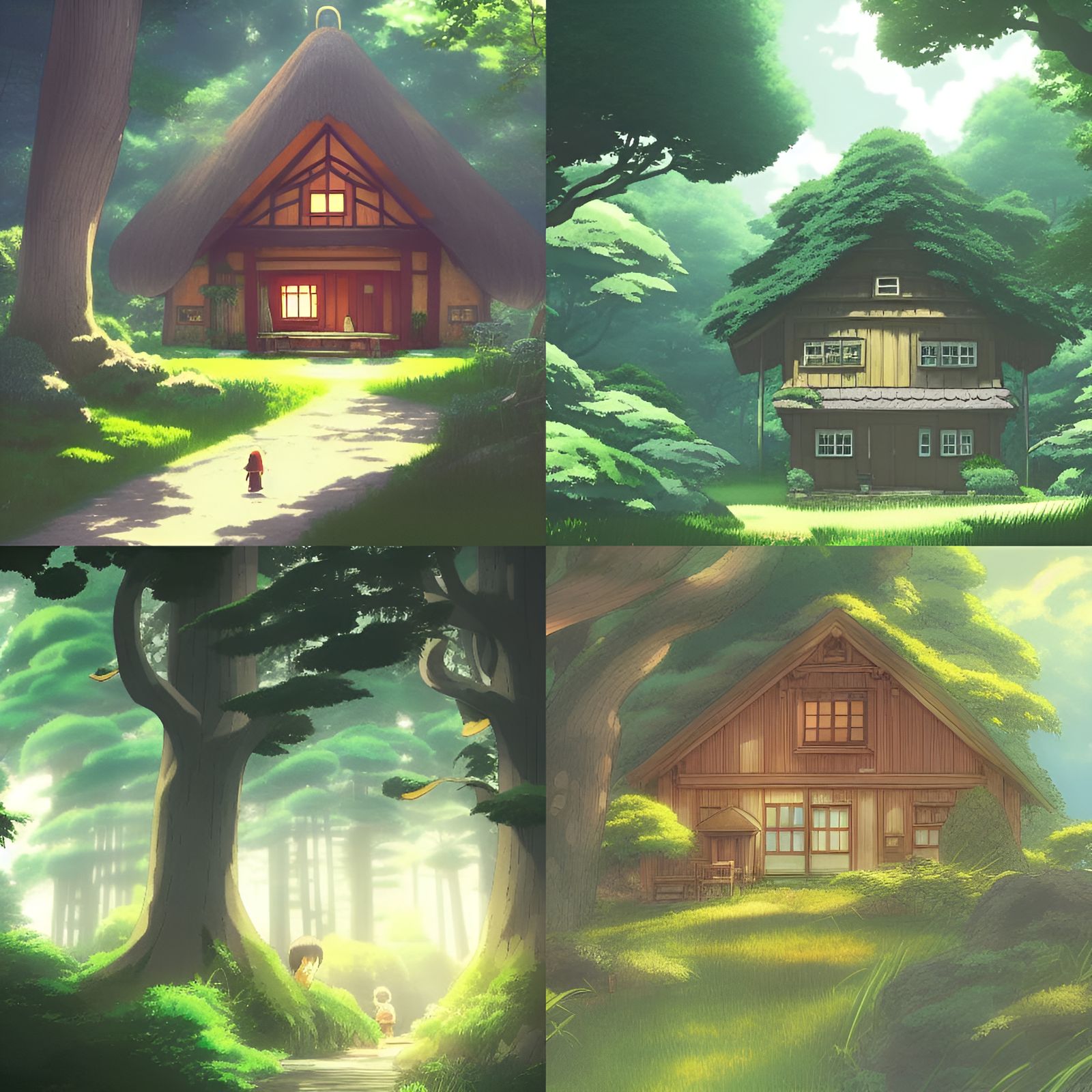 Anime Cottage in Forest, Studio Ghibli Style