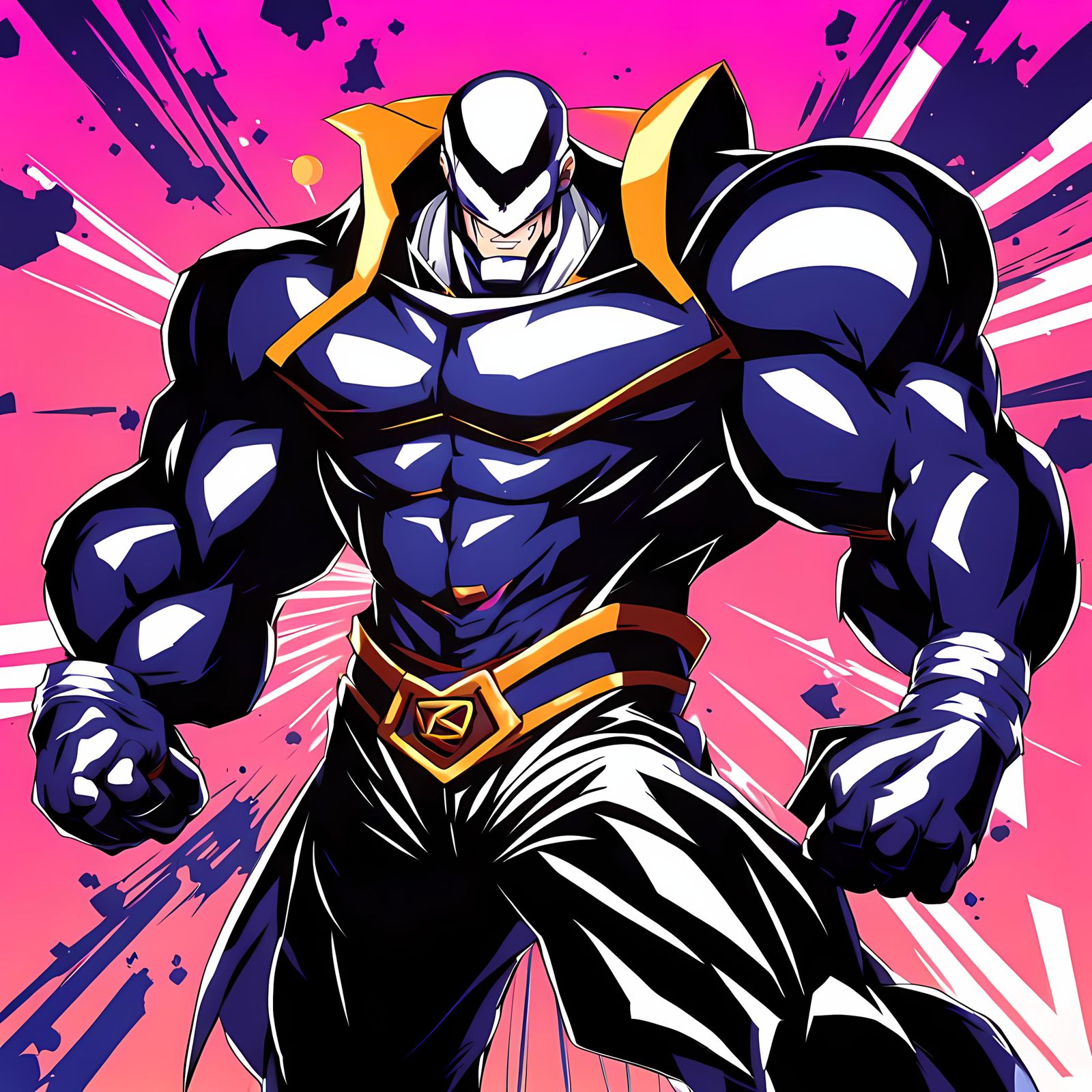 Anime Supervillain Posing in Manga Style