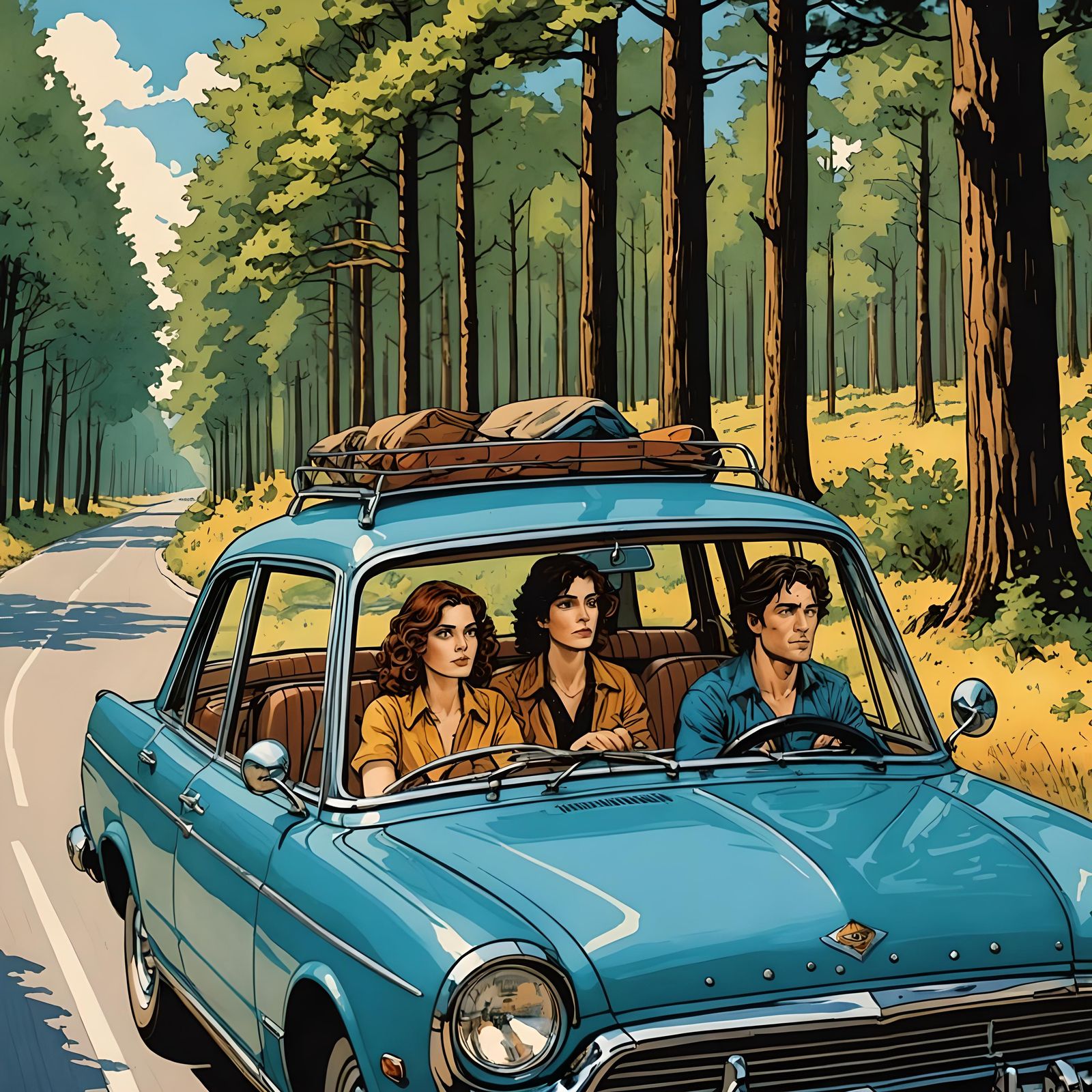 Road Trip Through Woodland: Comic Book Illustration