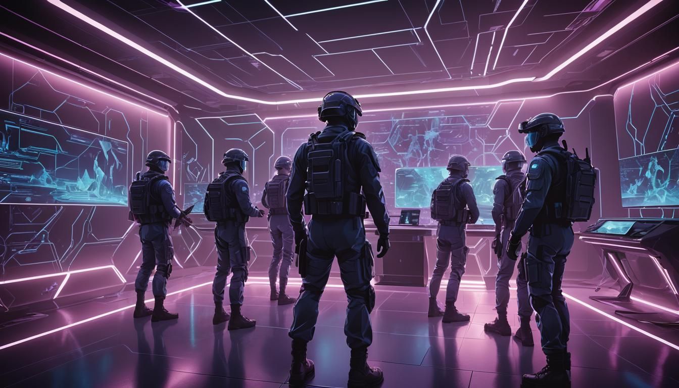 Futuristic Military Command Center in Anime Style