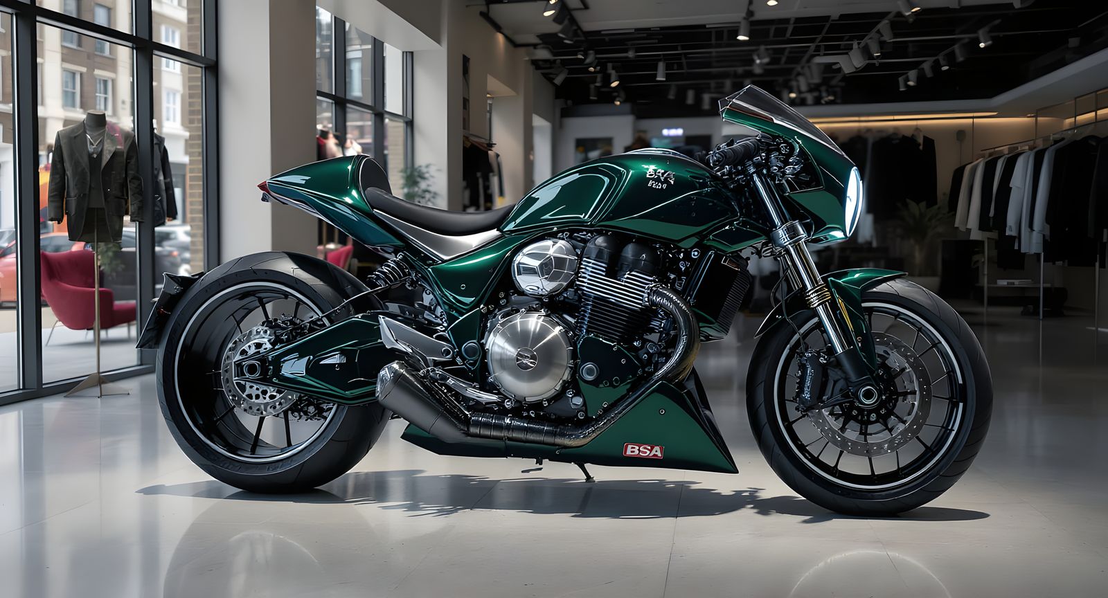 Futuristic BSA Motorcycle Concept in Cyberpunk Style