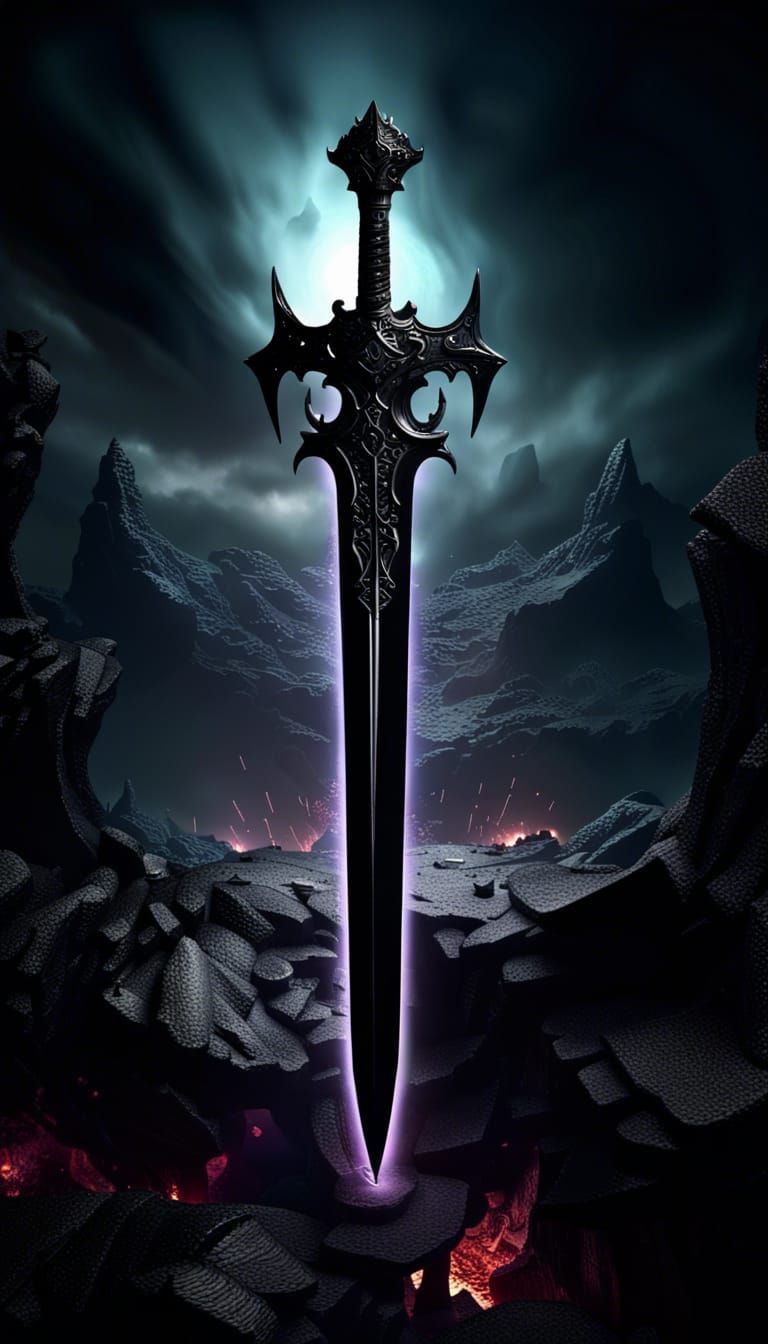 Nether Sword in Anomalous Landscape: 3D Cell Shading