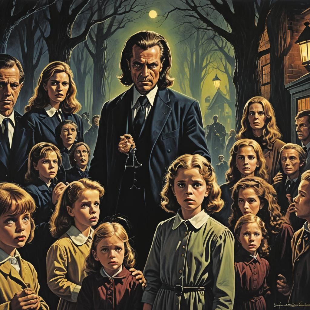 Eerie Gothic Movie Poster with Child Silhouettes