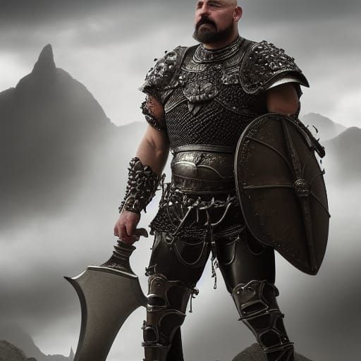 Epic Warrior in Chain Mail Armor