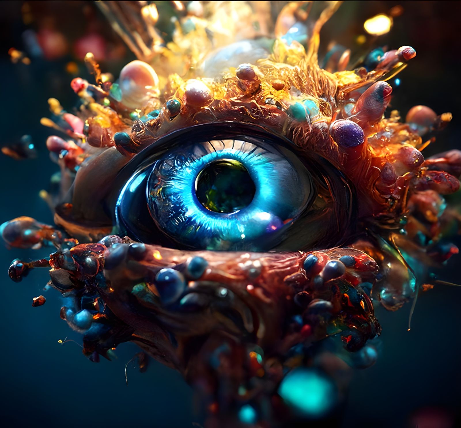Cosmic Eye Sparking with Energy, Hyperrealistic CGI