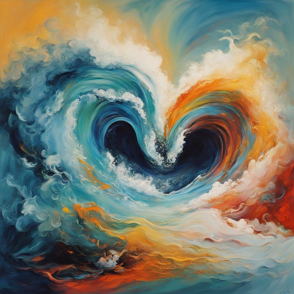 Surreal Waves Collide in Heart-Shaped Explosion