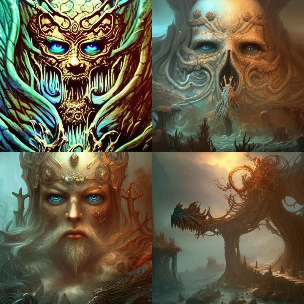 Mystical Underwater Lich King Portrait in Dark Fantasy Style