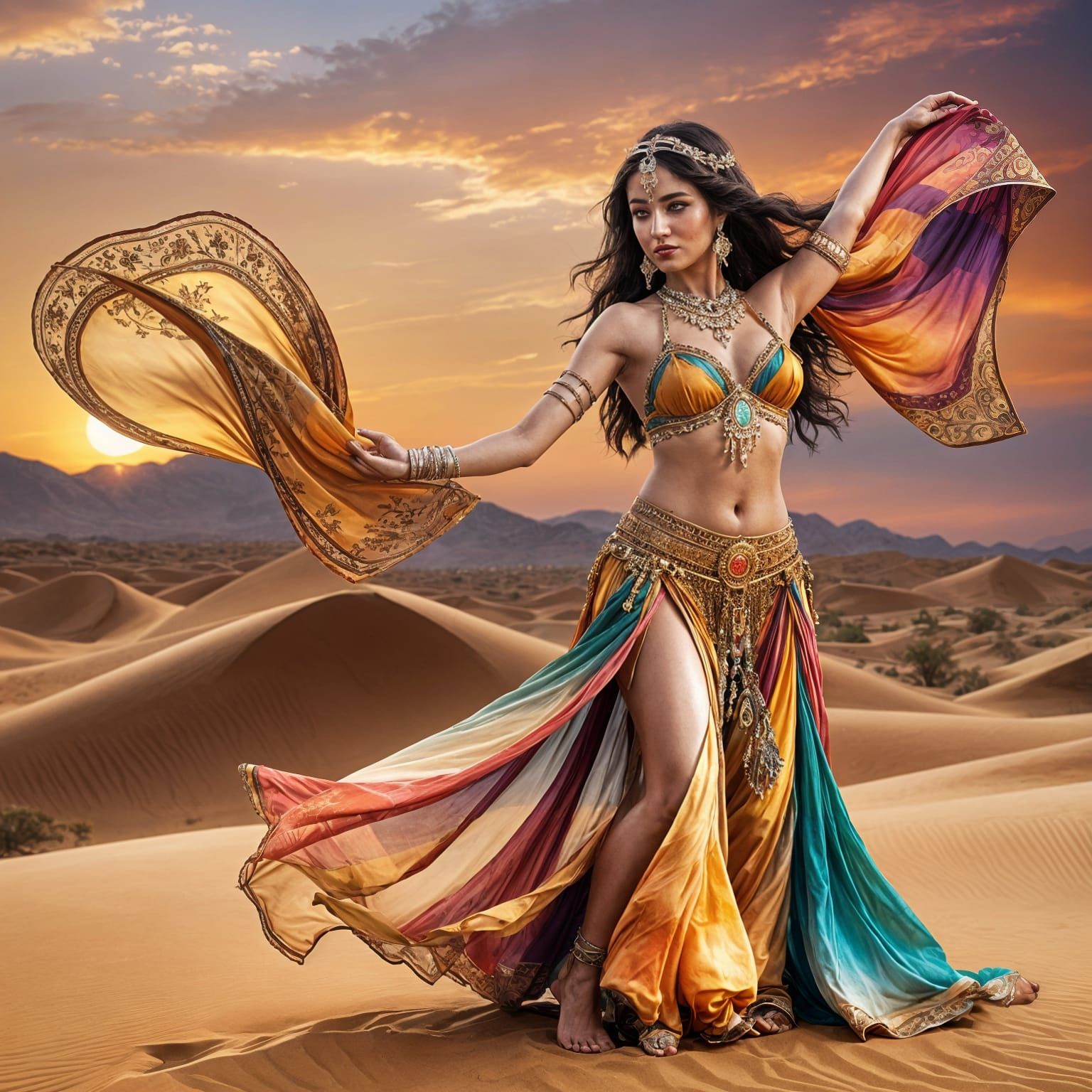 Desert Dancer in Exotic Sunset Splendor