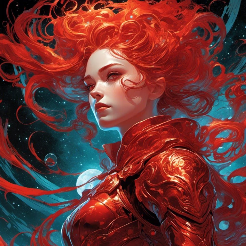 Moonlit Girl in Armor Comic Book Art