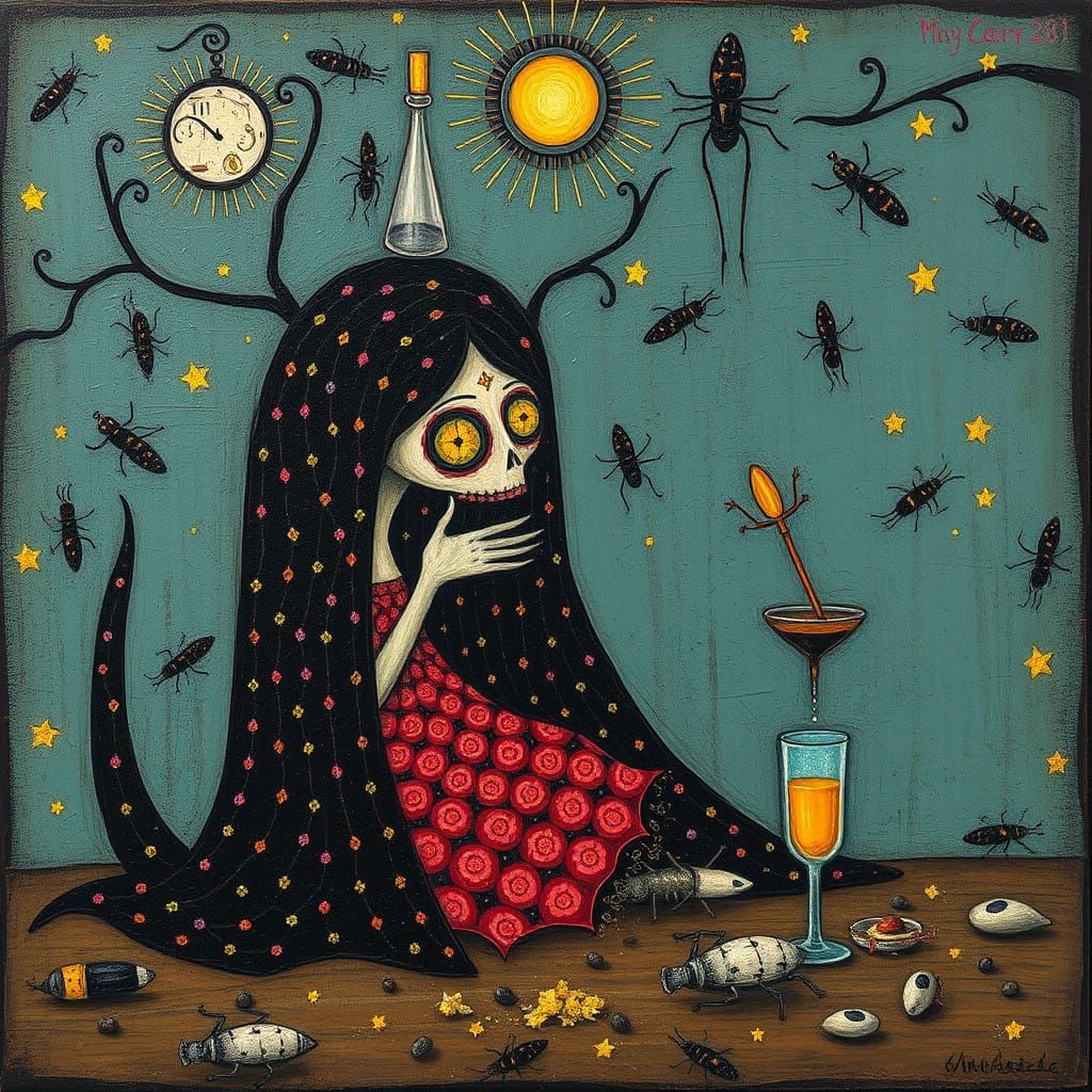 Steampunk Girl in a Warli-Inspired Glass Coffin