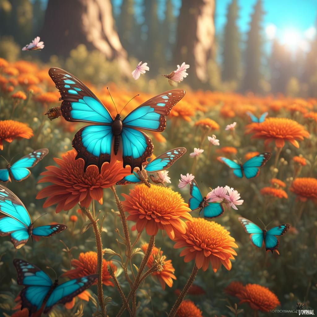 National Park Flowers with Golden Bee, Matte Art