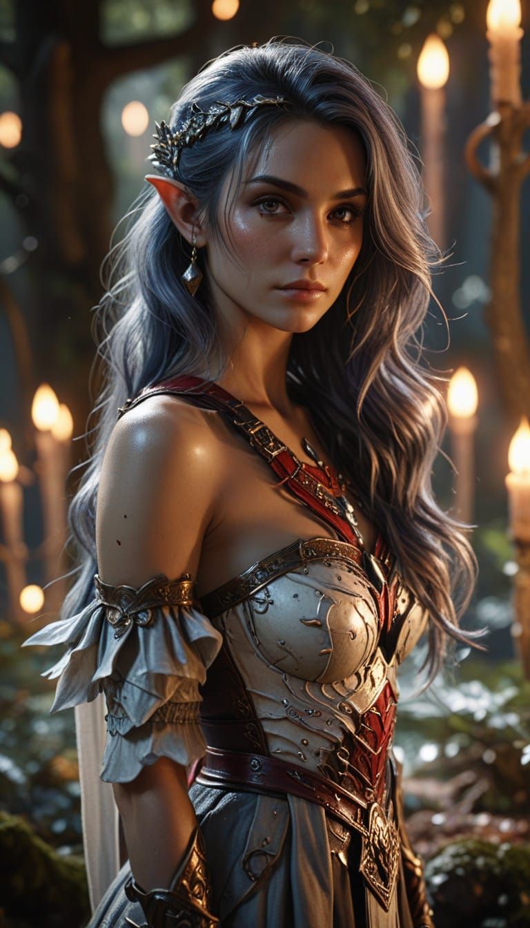 Ethereal Elf Paladin in Dark Fantasy Realm