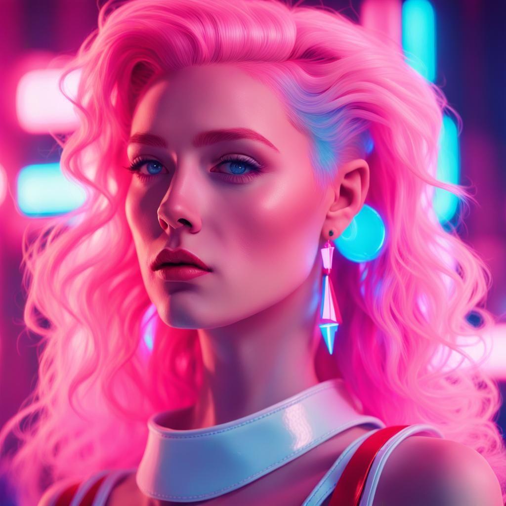 Retro Futuristic Portrait of Jem in Pastel Colors