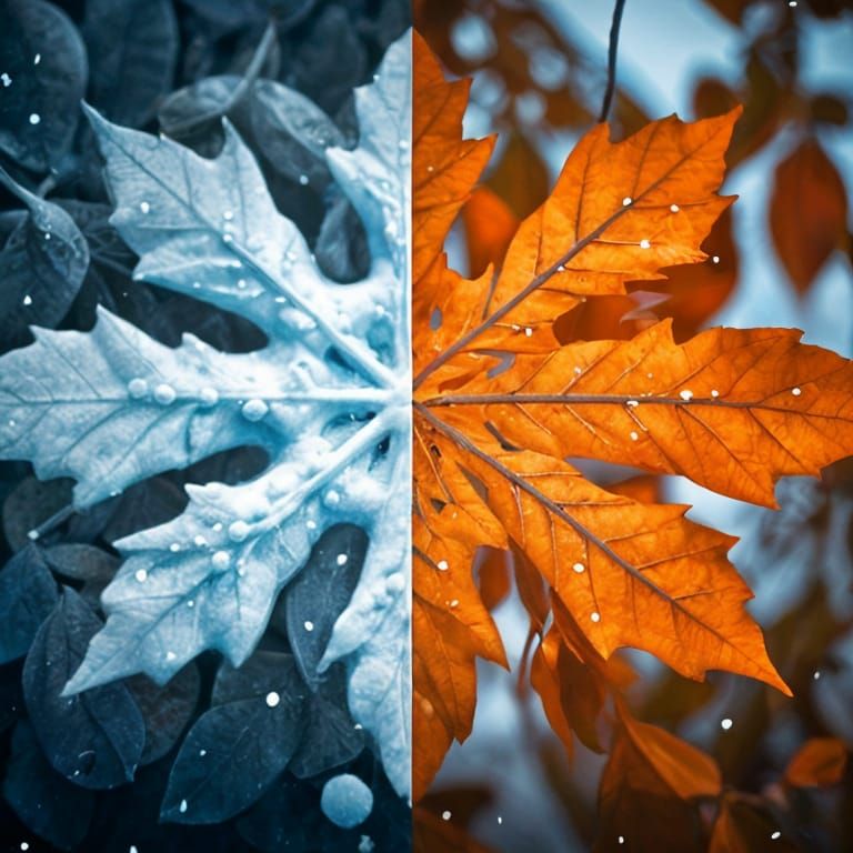 Leaf and Snowflake Transition in Digital Painting