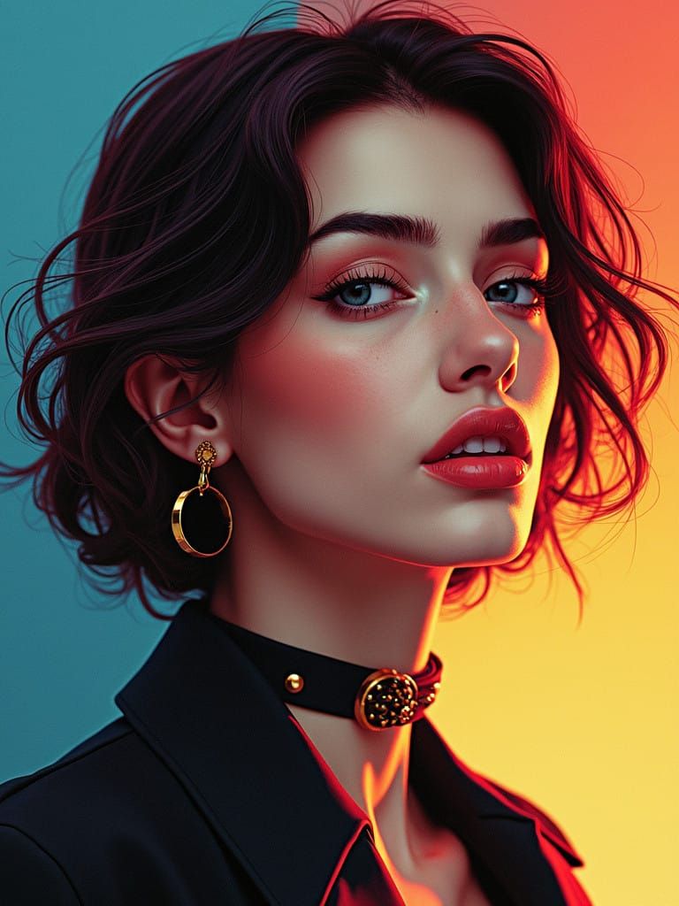 Stunning Woman in Vibrant Artistic Portrait