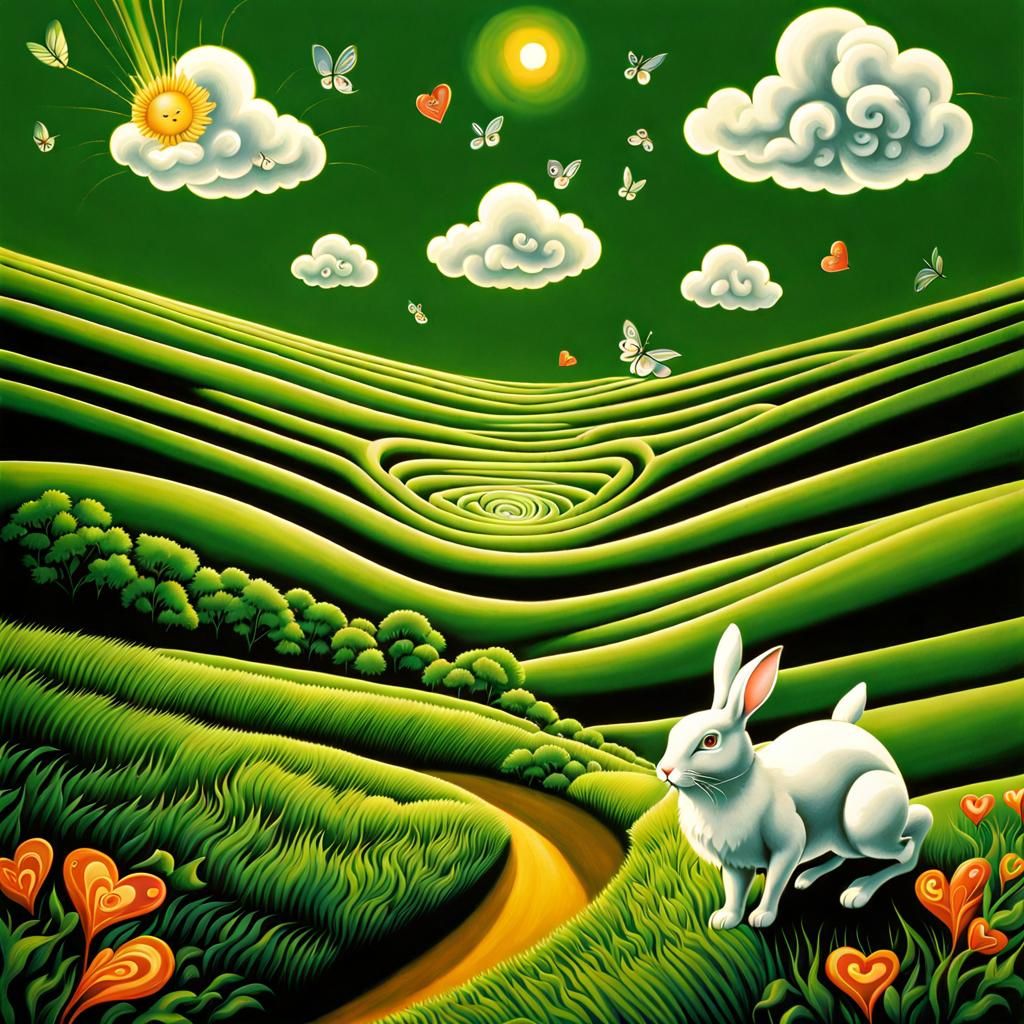 Surreal Rabbit Hole Descent in Fractal Style