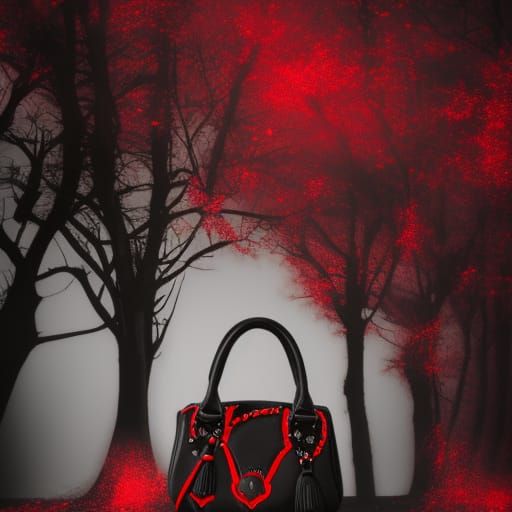 Beautiful black gothic handbag with red accents& gothic vibes& ethereal vibes