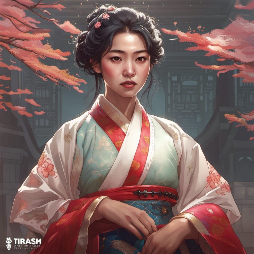 Korean Princess Bride in Hanbok: Detailed Portrait
