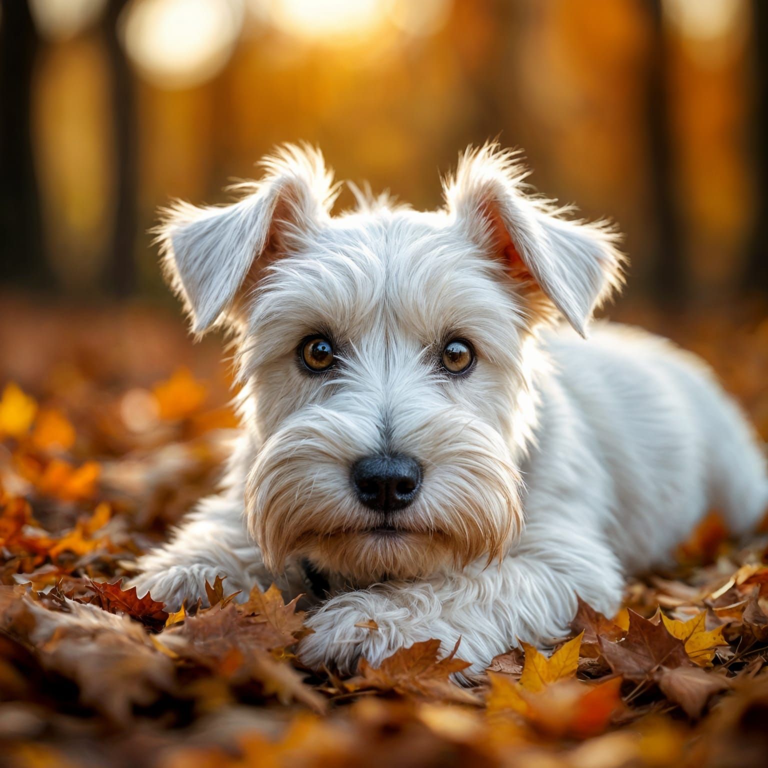 Happy Schnauzer in Autumn Forest Ambiance