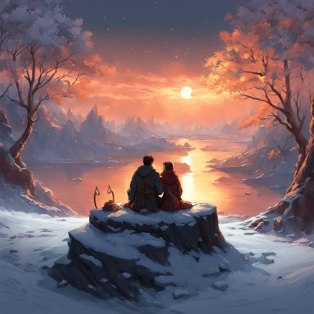 Romantic Winter Scene in a Cliff Alcove