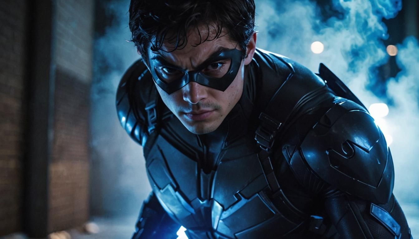 Nightwing in Dark Alleyway, Cinematic Film Still