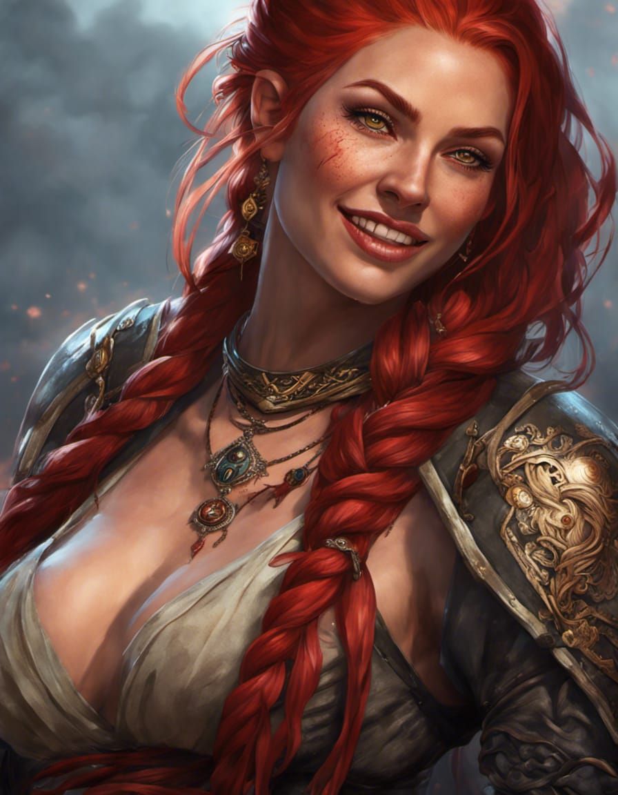 Bloodied Tattooed Mage in Dark Fantasy Style