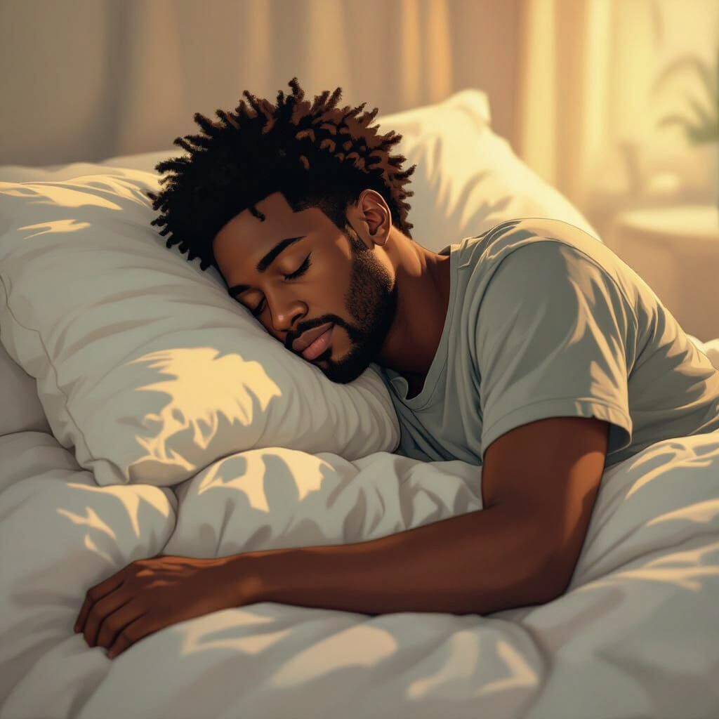 Peaceful Sleep: African Man in Digital Art Style