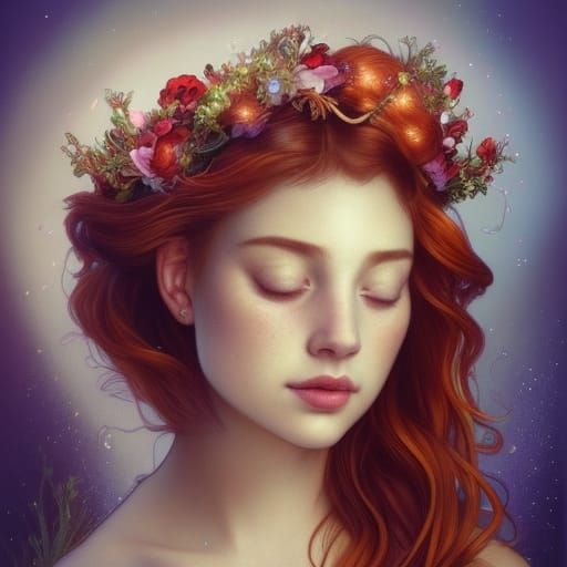 Beautiful Mermaid Princess Portrait in Hyperdetailed Style
