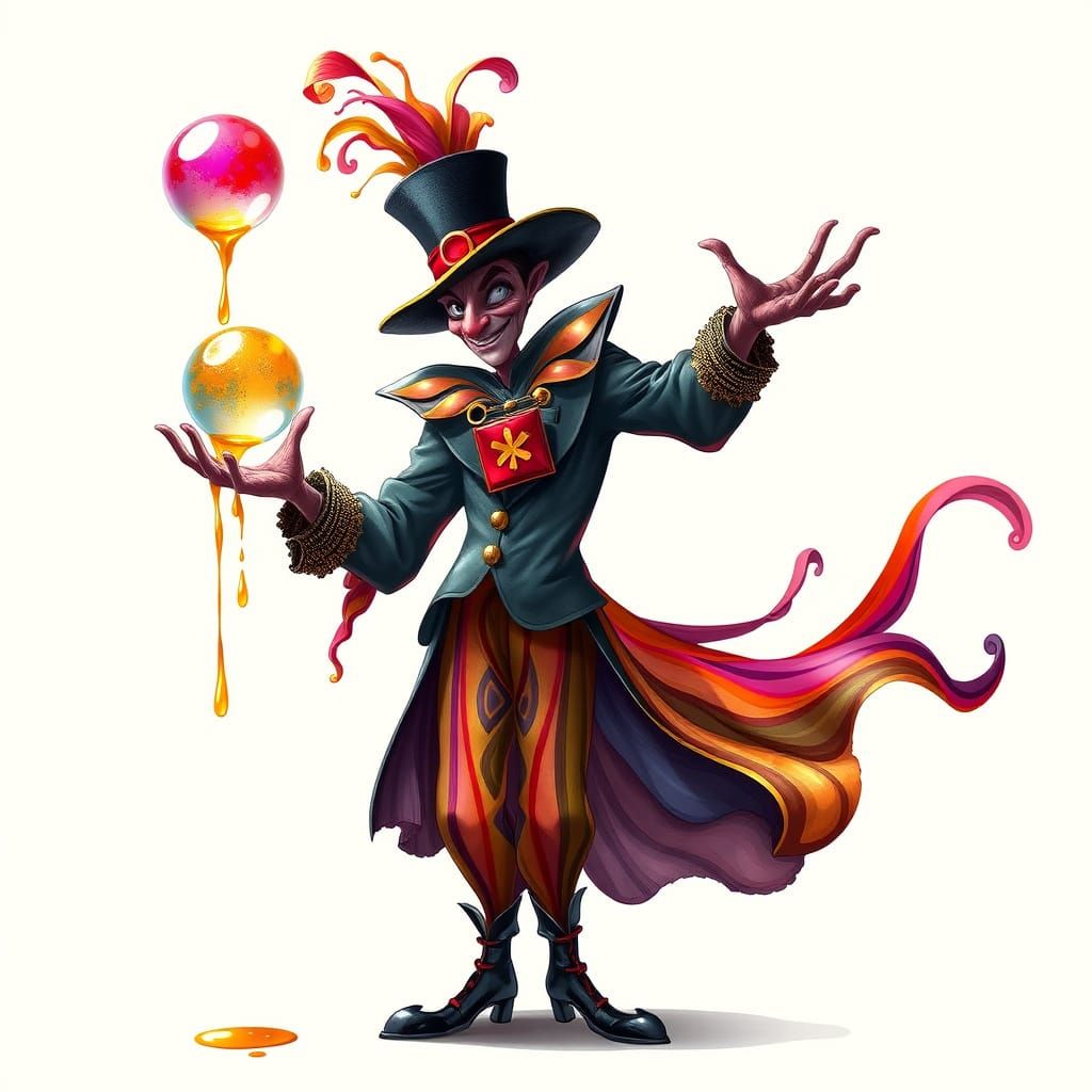 Scaramouche Costume Made of Colorful Ink Streams