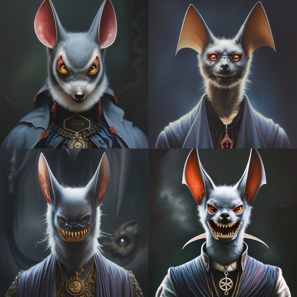 Vampire Bat Portrait in Hyperrealistic Fantasy Art Style