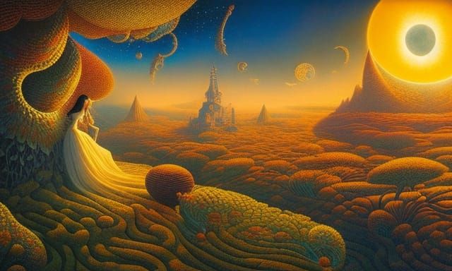 Surreal Sun and Moon Bed Fairytale Artwork