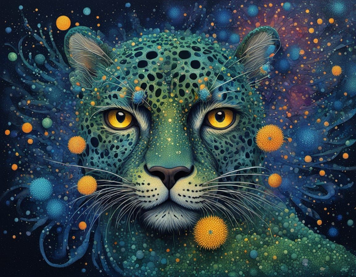 Surreal Astral Dandelion in Cyberpunk Style