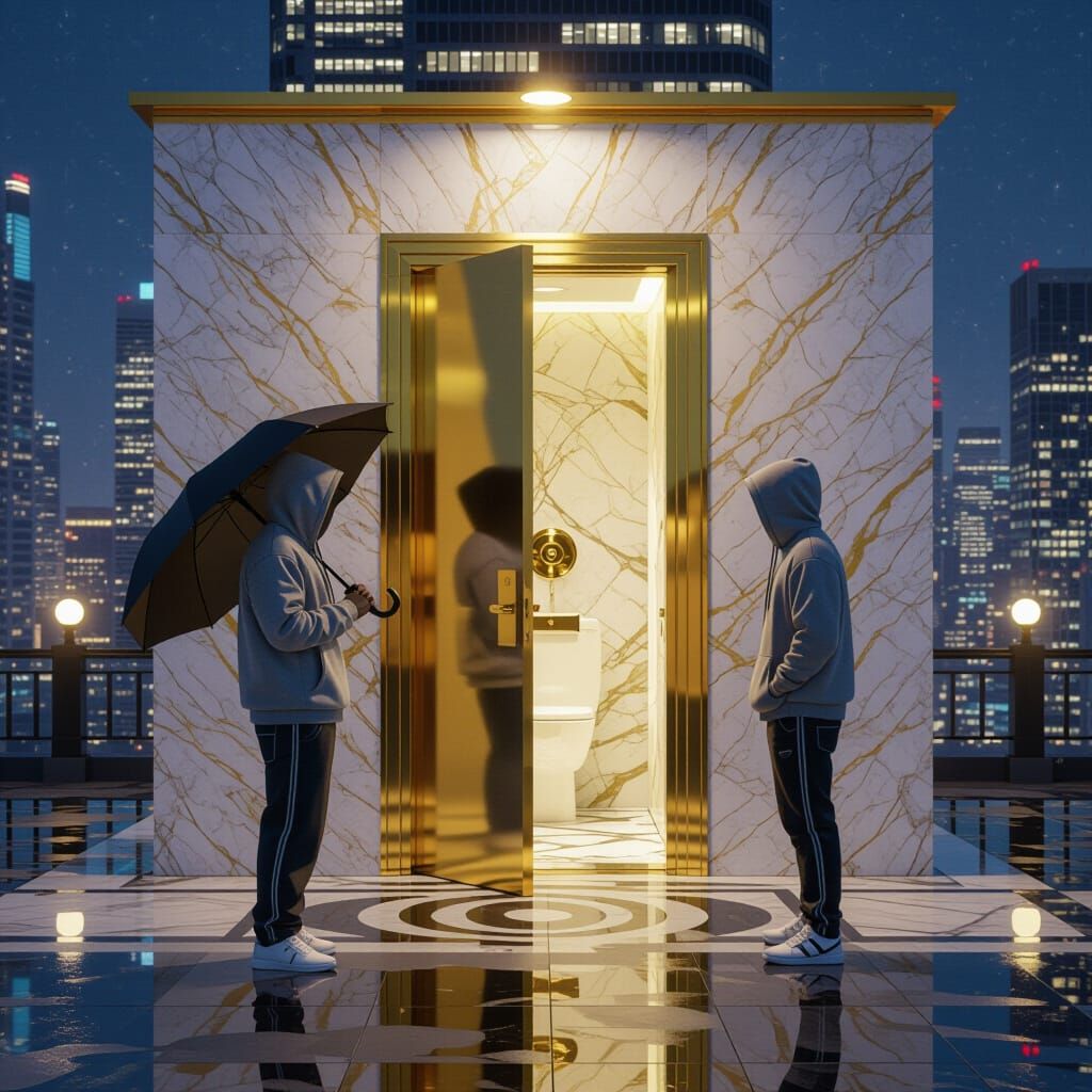 Rappers Queue for Extravagant Skyscraper Toilet Pavilion