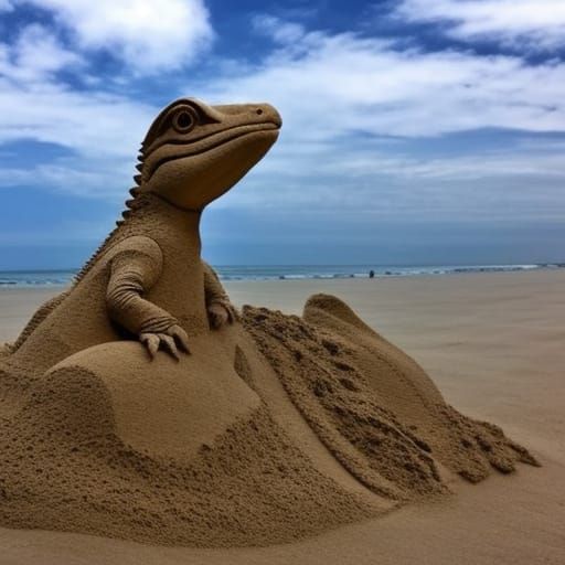 Lizard sand sculpture