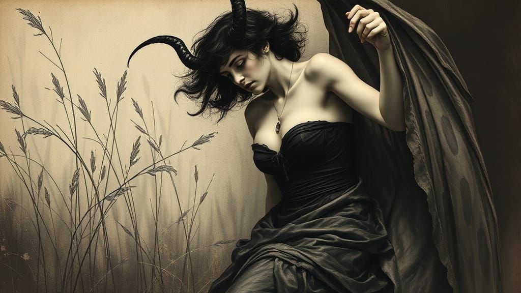 Surreal Portrait of Lucifer as a Romantic Figure in Victoria...