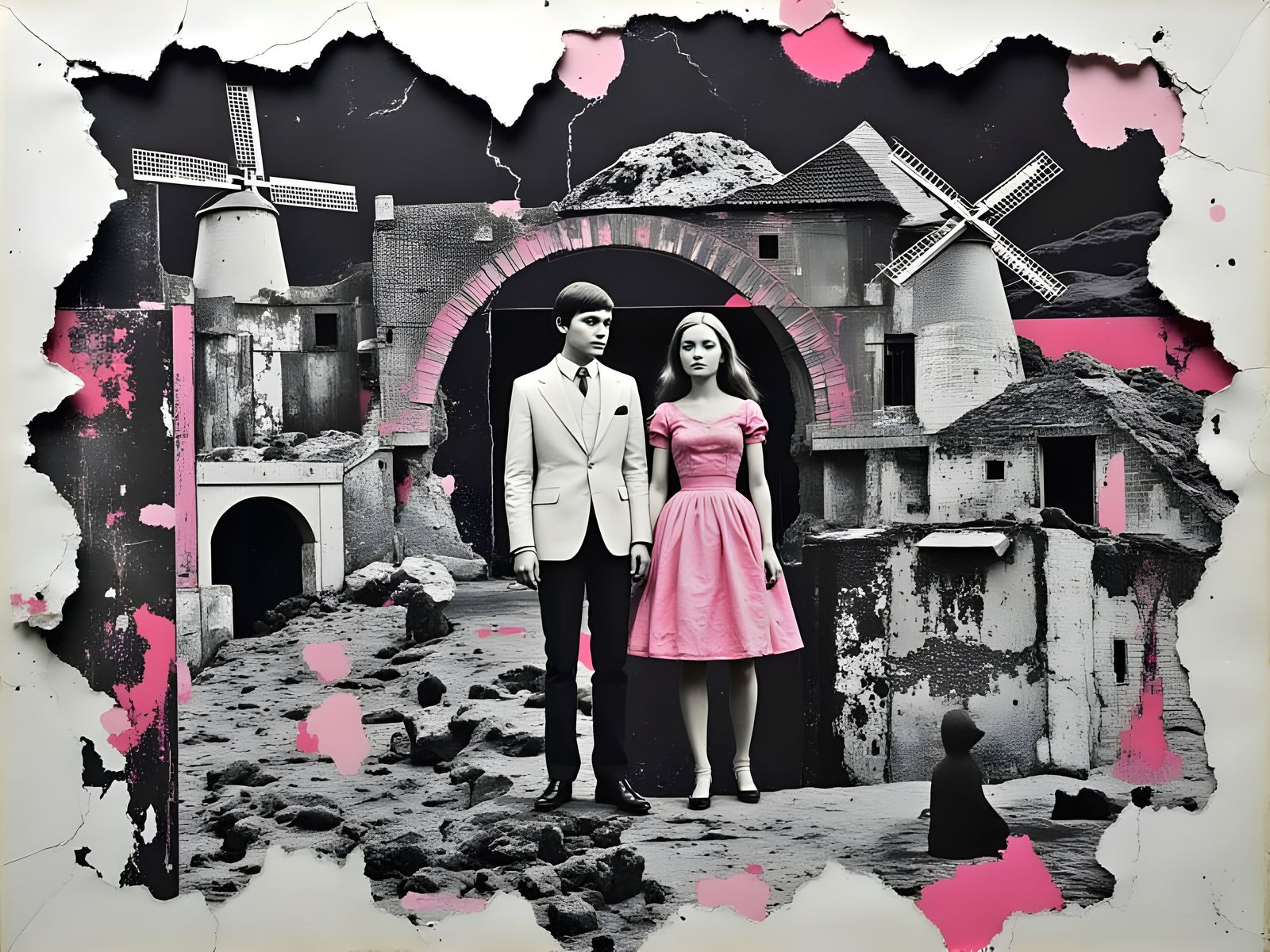 Barbie and Ken in Bubble Gum Pink Paper Diorama
