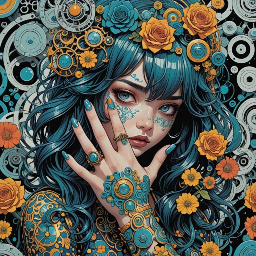 Elegant Hand in Futuristic Metallic Color Scheme