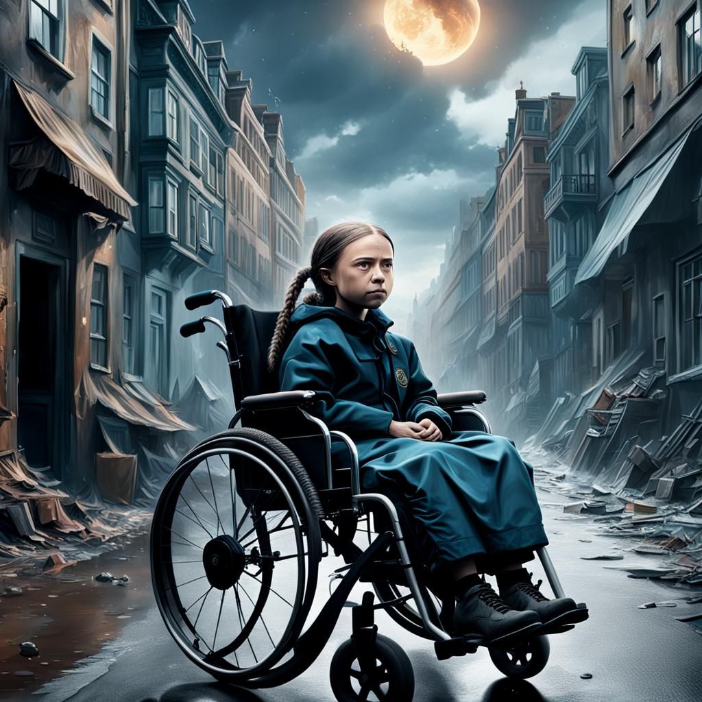 Detailed Digital Painting: Baby in Wheelchair