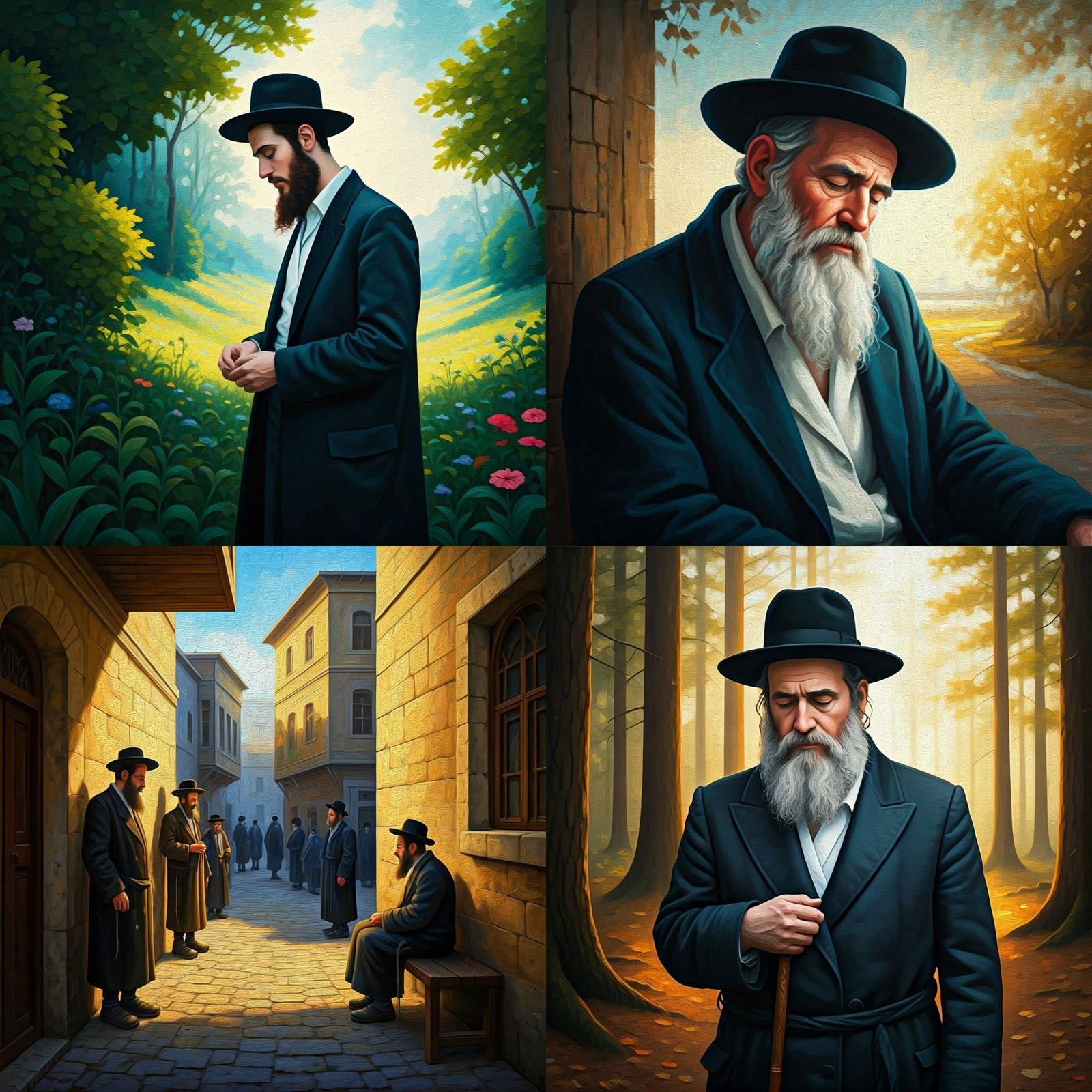 Hasidism in Breslav: Oil Painting by Gurney Style