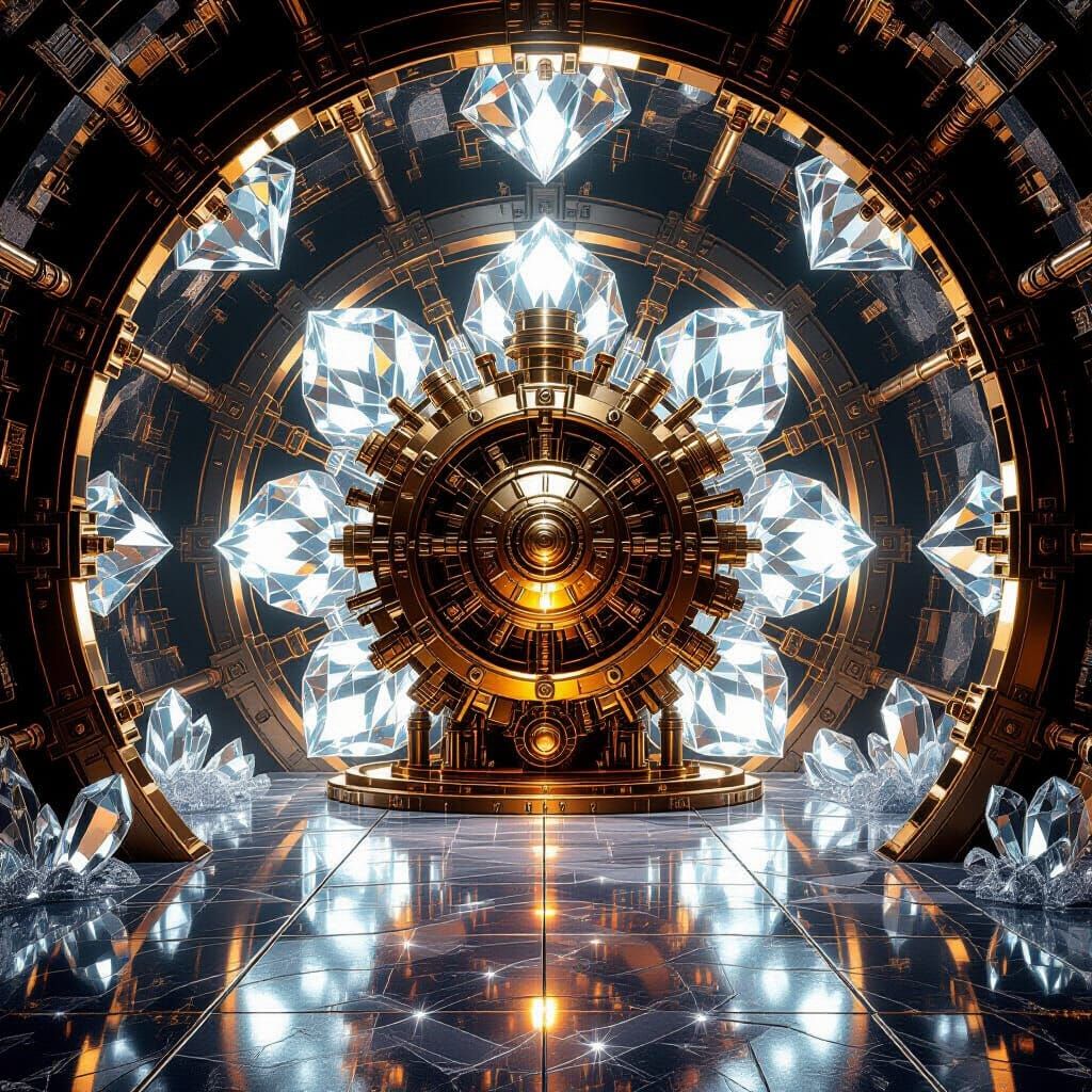 Diamond Dungeon with Steampunk Engine Concept Art