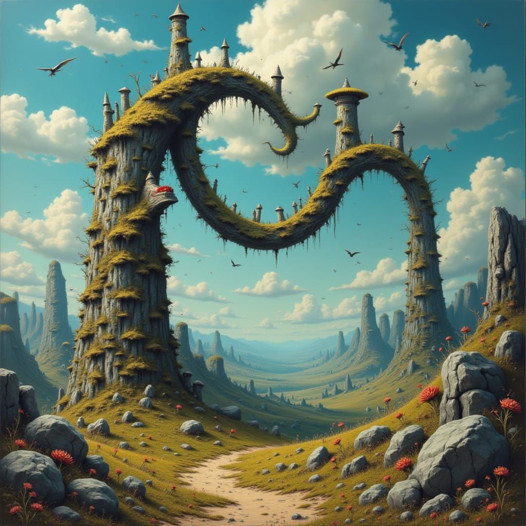 Surreal Infinity Landscape in Whimsical Baroque Style
