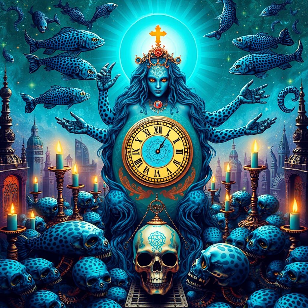 City of Blue Leopard Gods: A Surrealist Vision