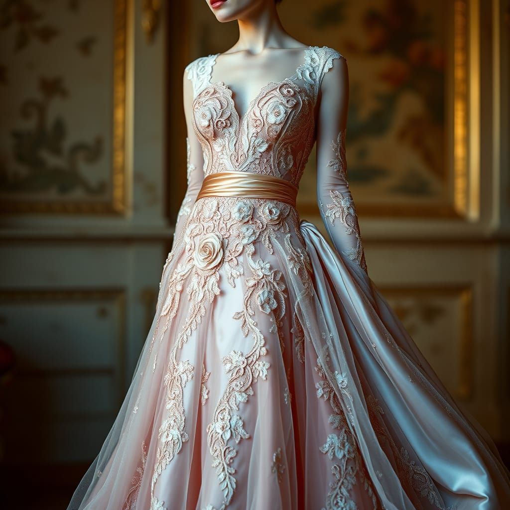 Luxurious Silk Gown in Soft, Golden Lighting